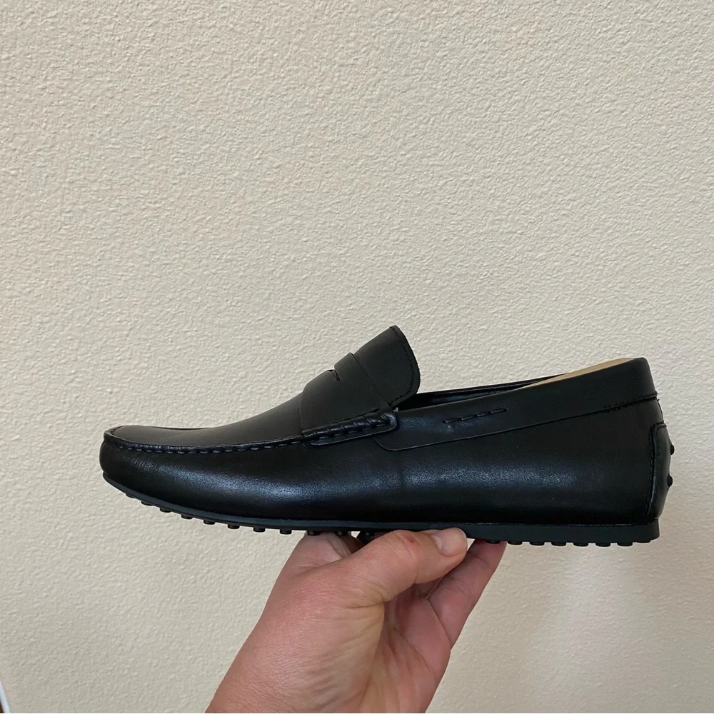 NWB Toecap Black Leather Driving Shoes for Men - Picture 5 of 15